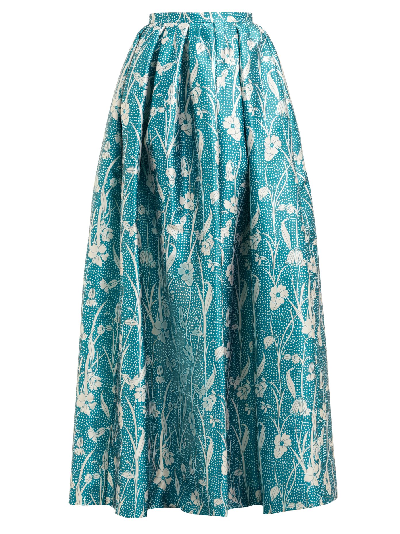 satin floral maxi skirt