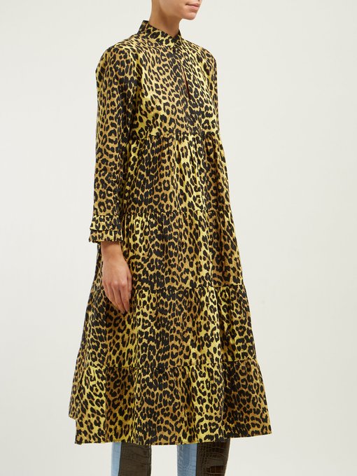 Bijou leopard-print cotton midi dress 