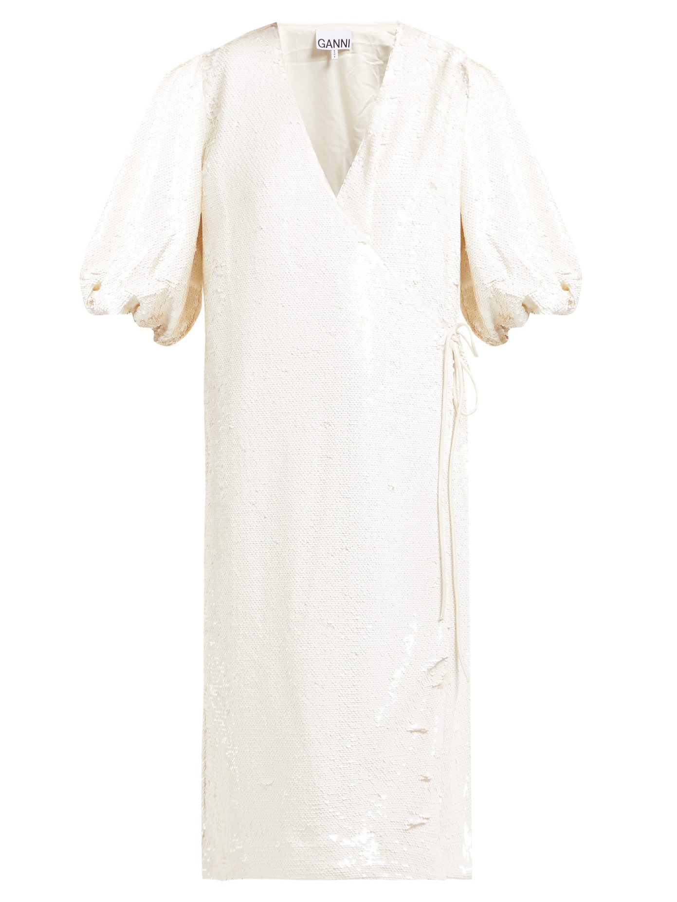 ganni white sequin dress