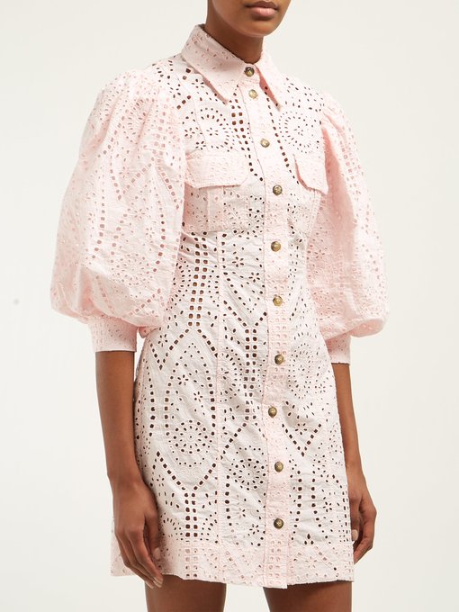 Sandrose broderie-anglaise cotton mini dress | Ganni | MATCHESFASHION UK