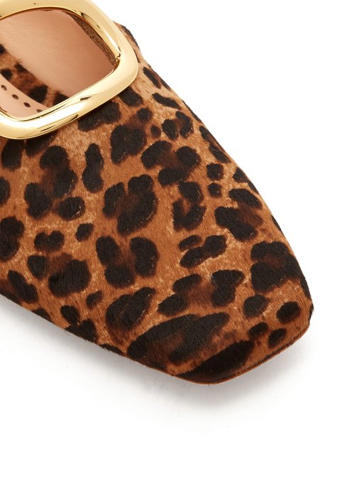 leopard print backless loafers