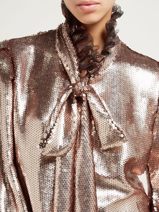 Sequinned tie-neck blouse | Harris Reed | MATCHESFASHION UK