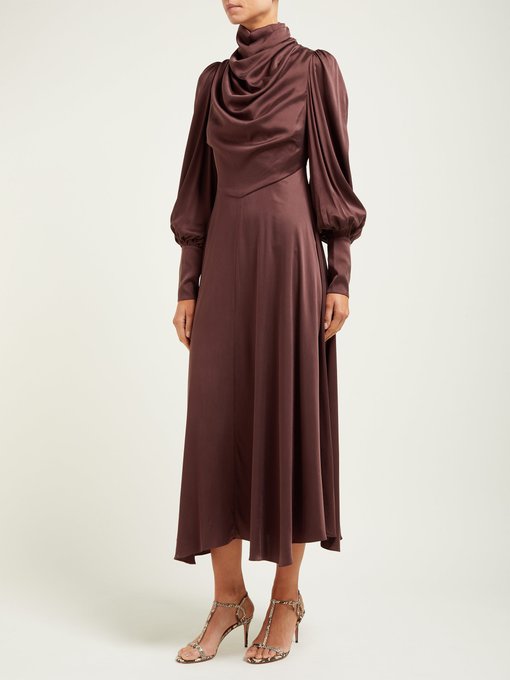 Draped silk-blend satin midi-dress | Zimmermann | MATCHESFASHION UK