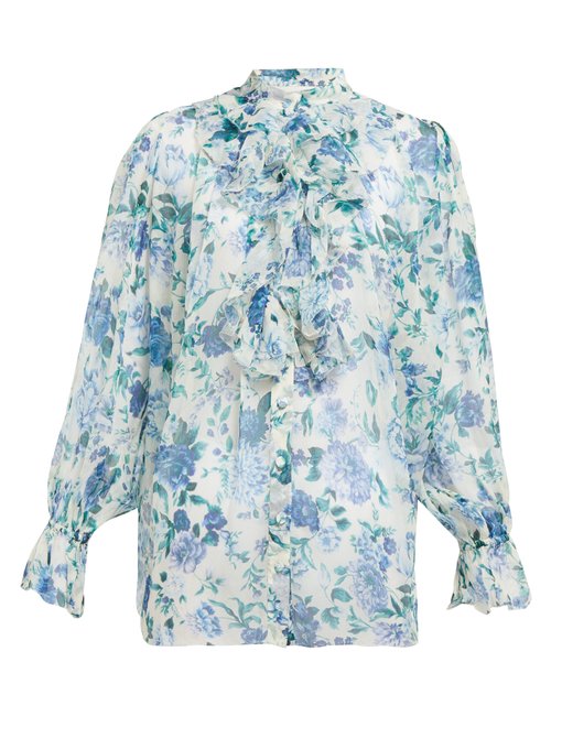 Moncur floral-print silk-chiffon blouse | Zimmermann | MATCHESFASHION US