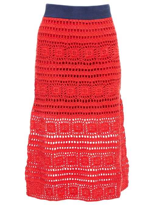 Marlin cotton-crochet midi skirt | Staud | MATCHESFASHION US
