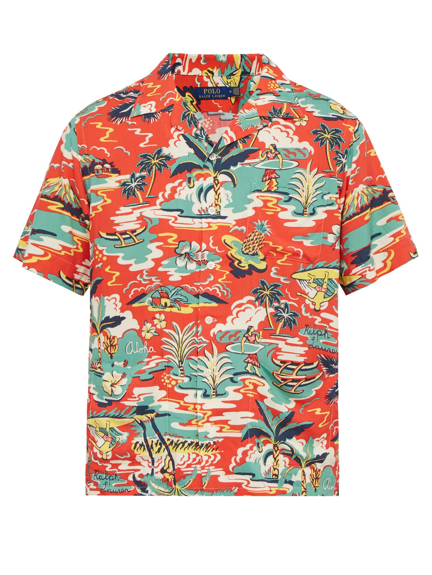 Hawaiian-print short-sleeved shirt 