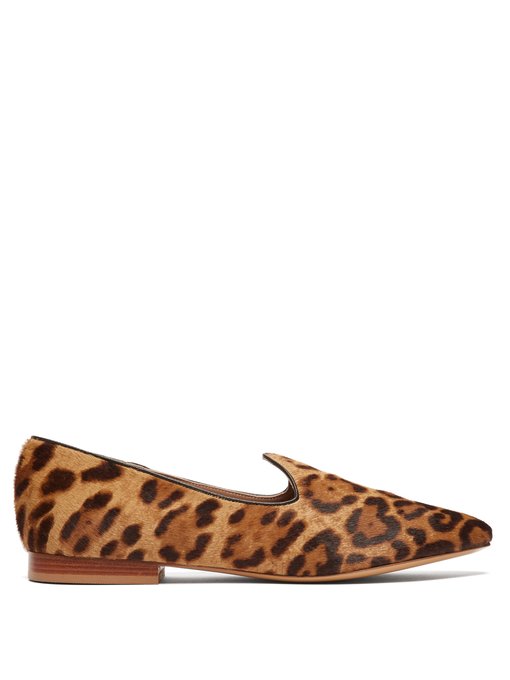 leopard print calf hair shoes