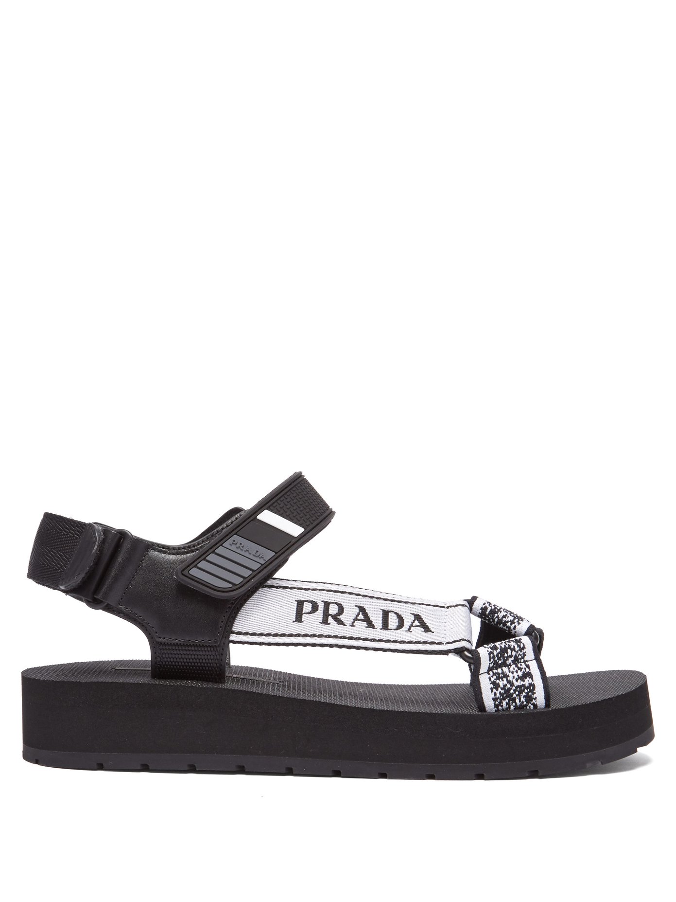 Logo-embroidered nylon sandals | Prada 