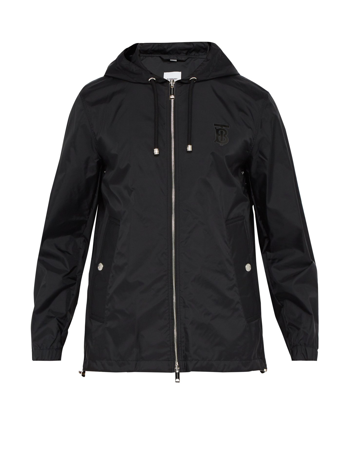 Shop Burberry Winchester Monogram-print Hooded Technical Jacket In Black