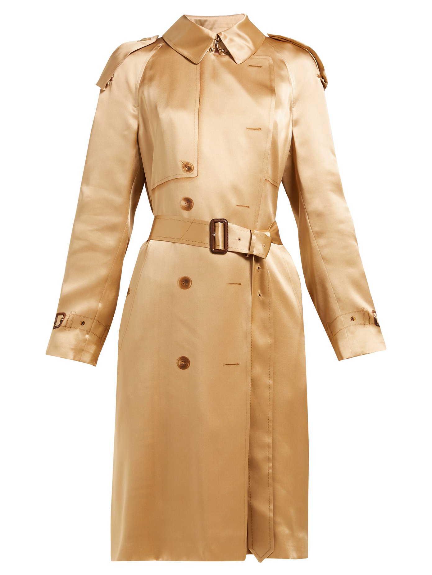 Double-breasted silk-satin trench coat 