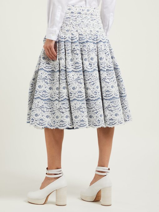 Rachelle lace-overlay denim midi skirt | Junya Watanabe | MATCHESFASHION JP