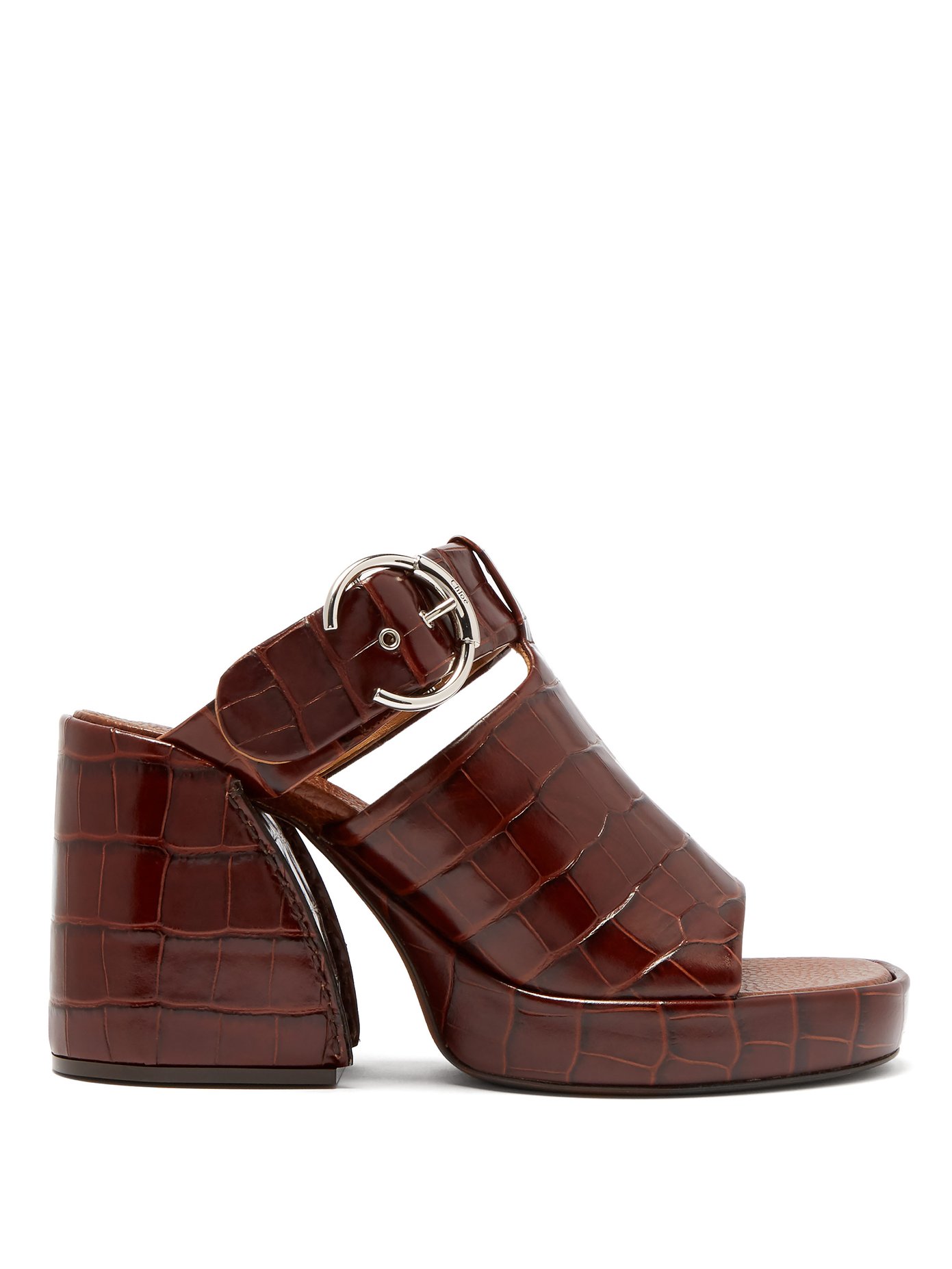 brown croc mules