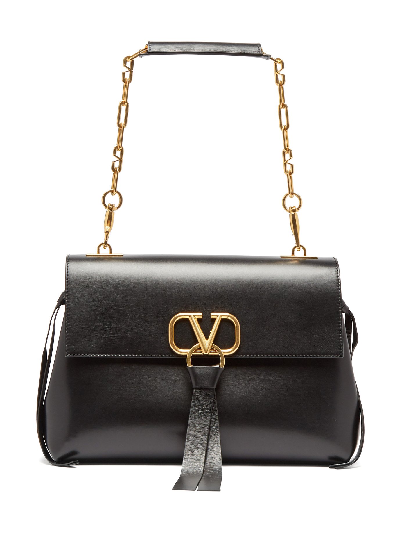 Valentino Garavani VRING Medium leather shoulder bag black red #Sponsored # VRING, #Medium, #Valentino