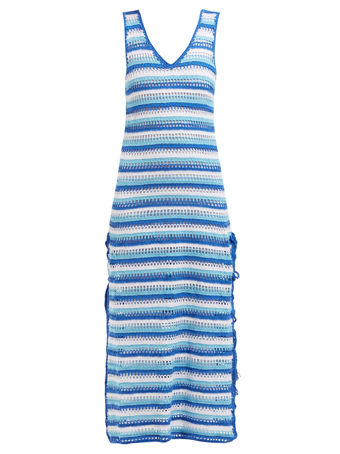 blue cotton midi dress