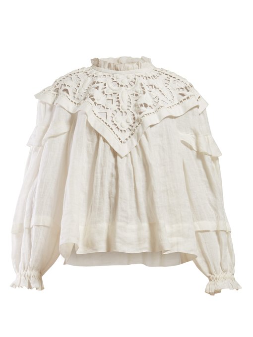 Geoffrey lace-panel insert linen blouse | Isabel Marant | MATCHESFASHION JP