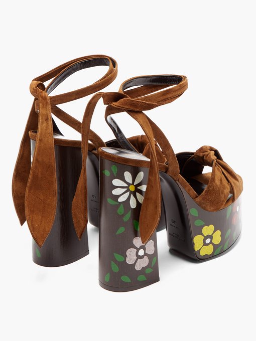 Paige floral platform leather sandals 