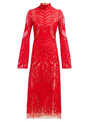 Oasis high-neck embroidered-lace dress | Galvan | MATCHESFASHION UK