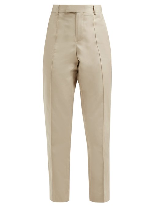 Pintucked cotton-poplin straight-leg trousers | Bottega Veneta ...