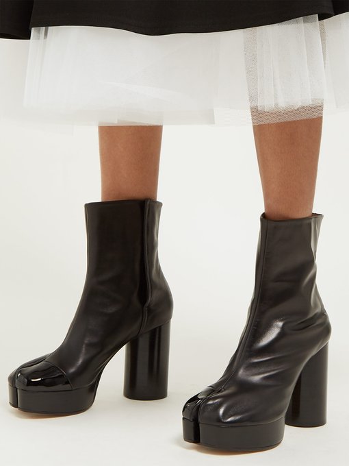 Tabi split-toe leather platform boots 