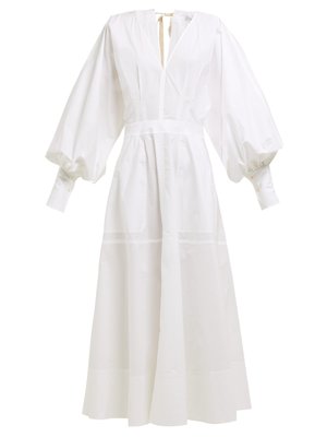 Elsie balloon-sleeve cotton-blend dress | Lee Mathews | MATCHESFASHION UK