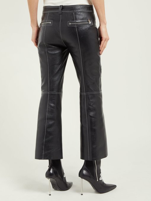 Panelled kick-flare leather trousers | Alexander McQueen ...