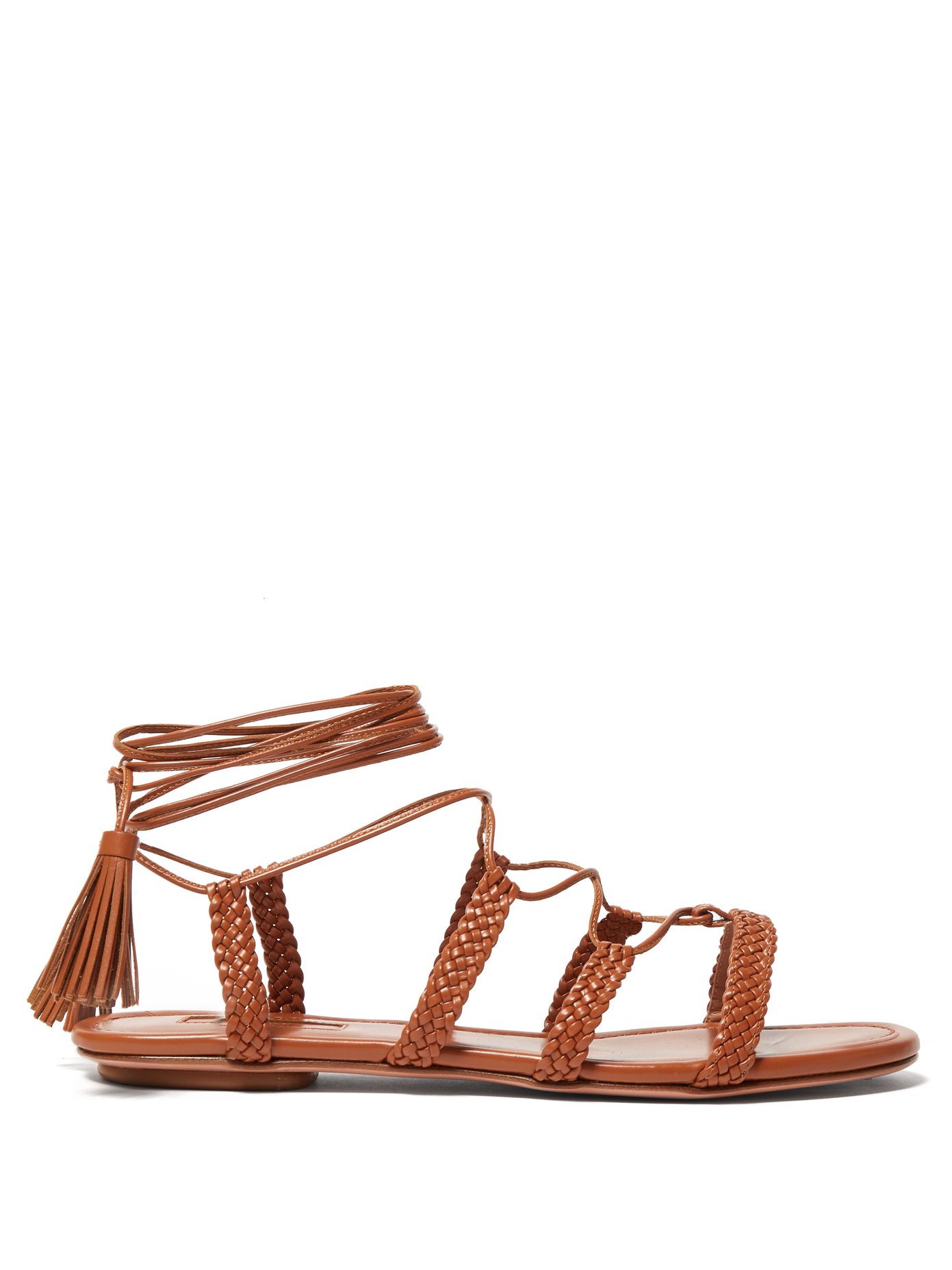 plaited leather sandals