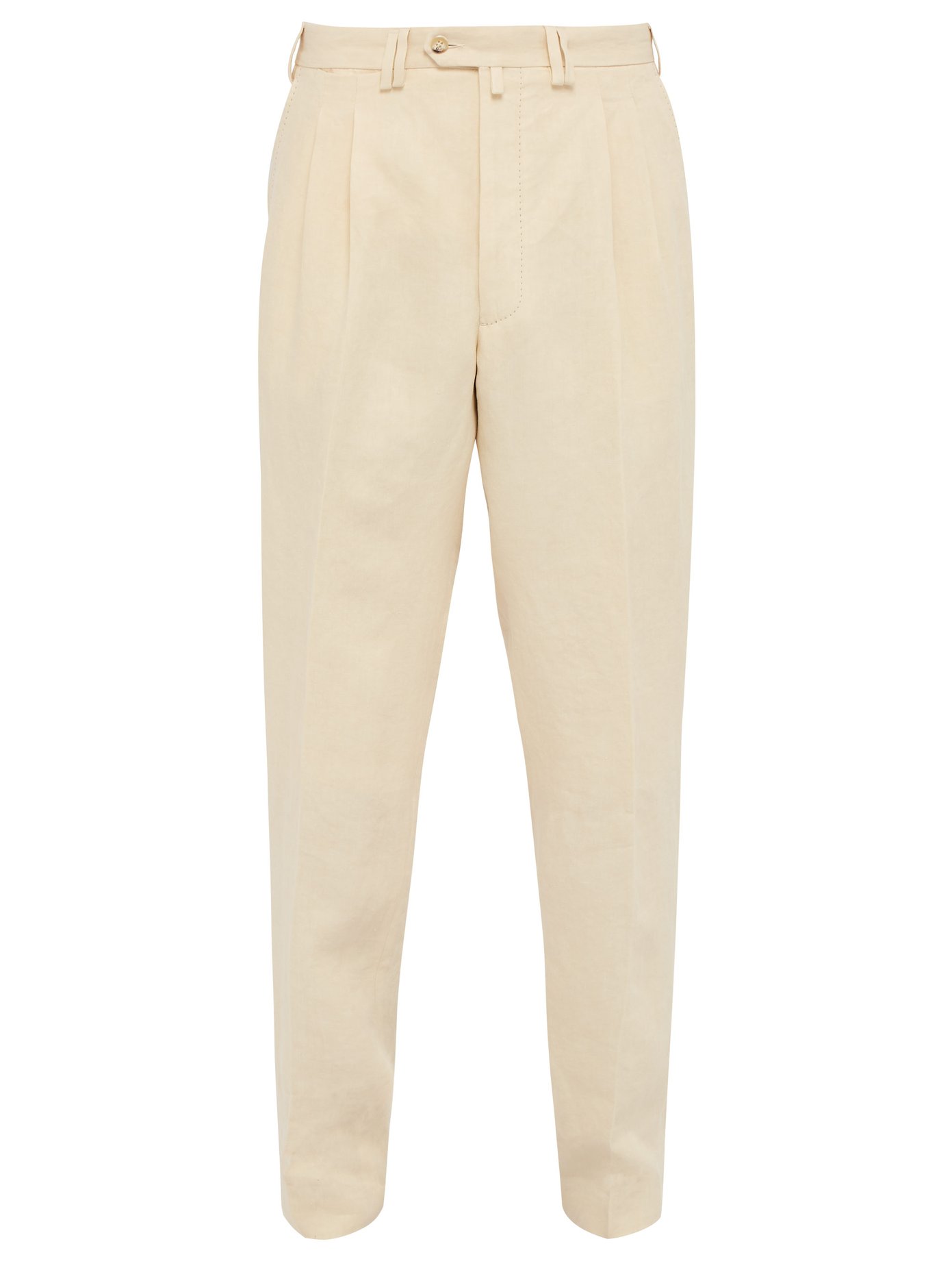 fitted linen trousers