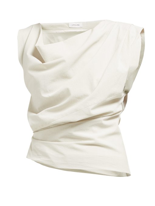 Pleated cowl-neck cotton blouse | Lemaire | MATCHESFASHION US