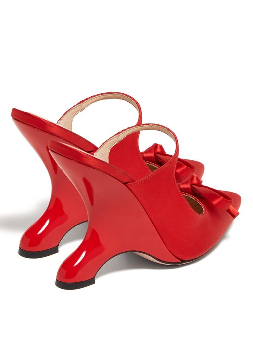 red satin mules