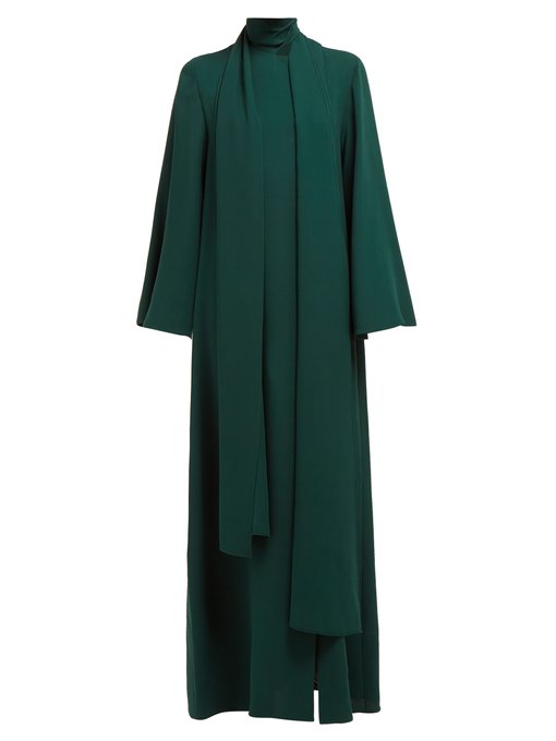 Tie-neck flared-sleeve silk gown | Carolina Herrera | MATCHESFASHION.COM UK