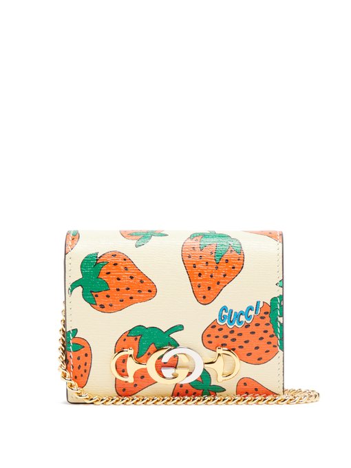 Zumi strawberry-print leather wallet 