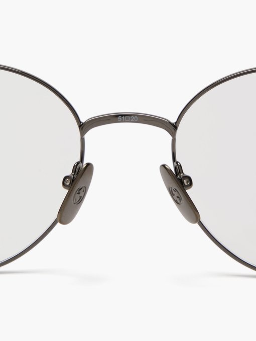gucci round frame metal sunglasses