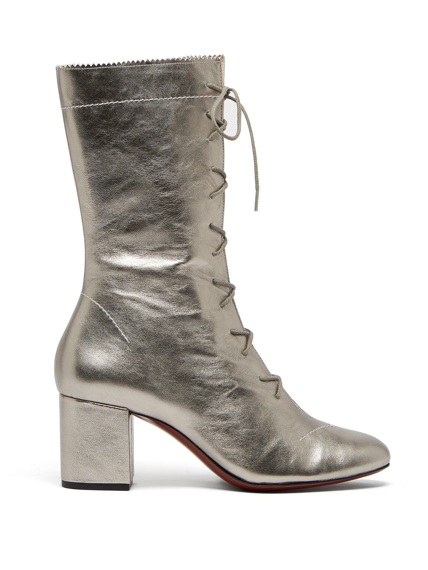 Forever metallic lace-up leather boots 