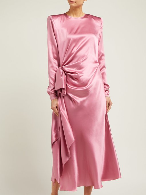 Gathered silk-charmeuse midi dress | Alessandra Rich | MATCHESFASHION UK