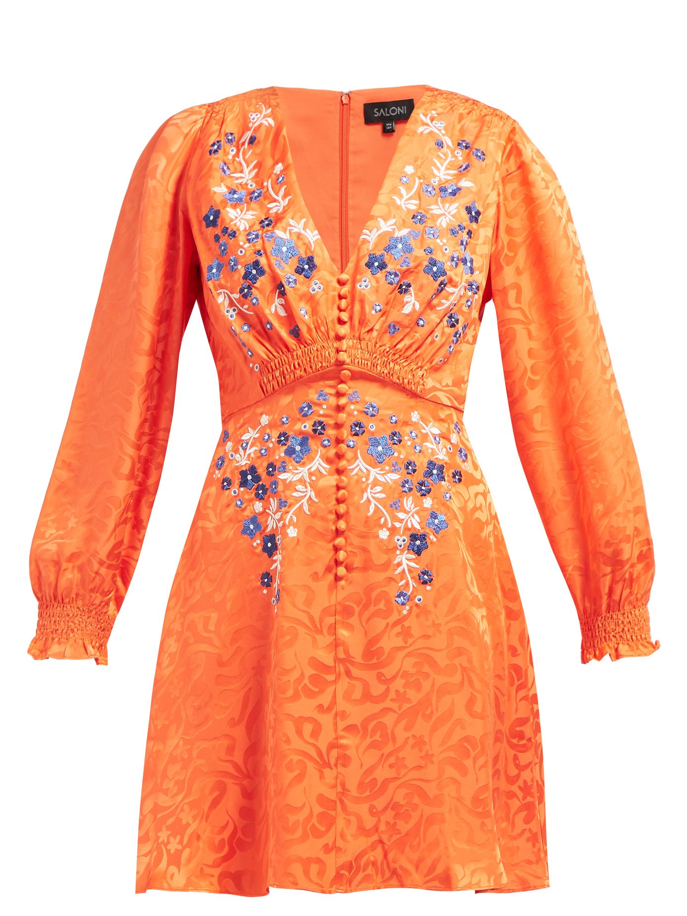 orange silk mini dress