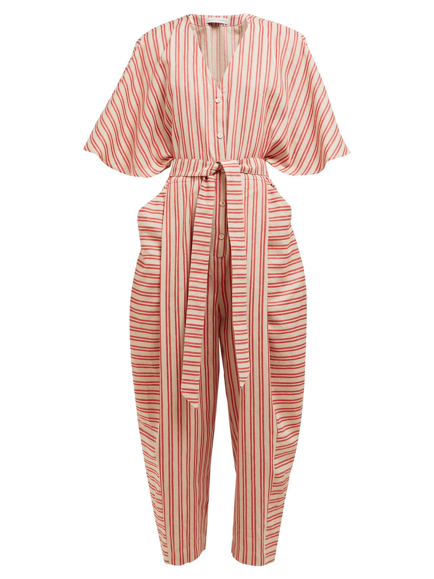 horizontal striped jumpsuit