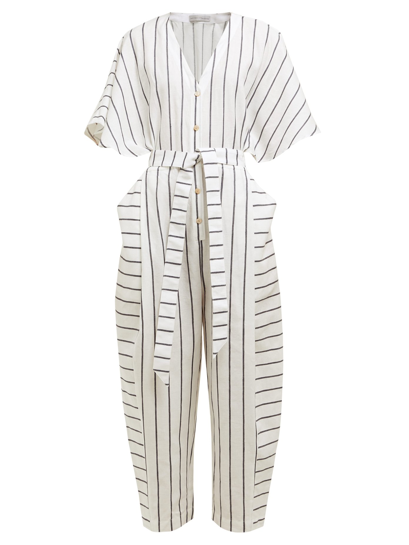 horizontal striped jumpsuit