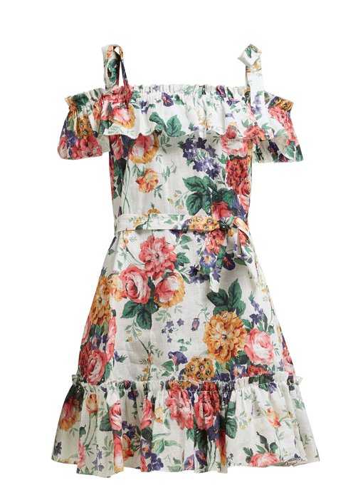Allia floral-print tie-strap linen dress | Zimmermann | MATCHESFASHION US