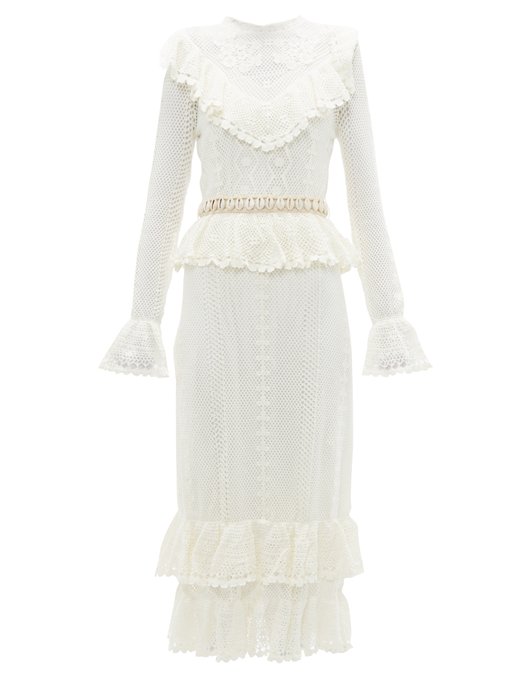 Allia shell-belt cotton-crochet midi dress | Zimmermann | MATCHESFASHION US