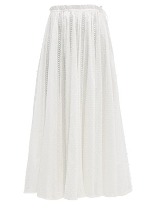 Suraya lace-insert Swiss-dot cotton midi skirt | Zimmermann ...