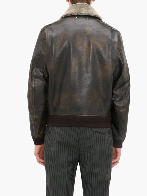 Shearling-collar leather bomber jacket | Berluti | MATCHESFASHION UK