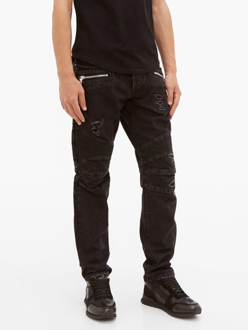 straight leg biker jeans