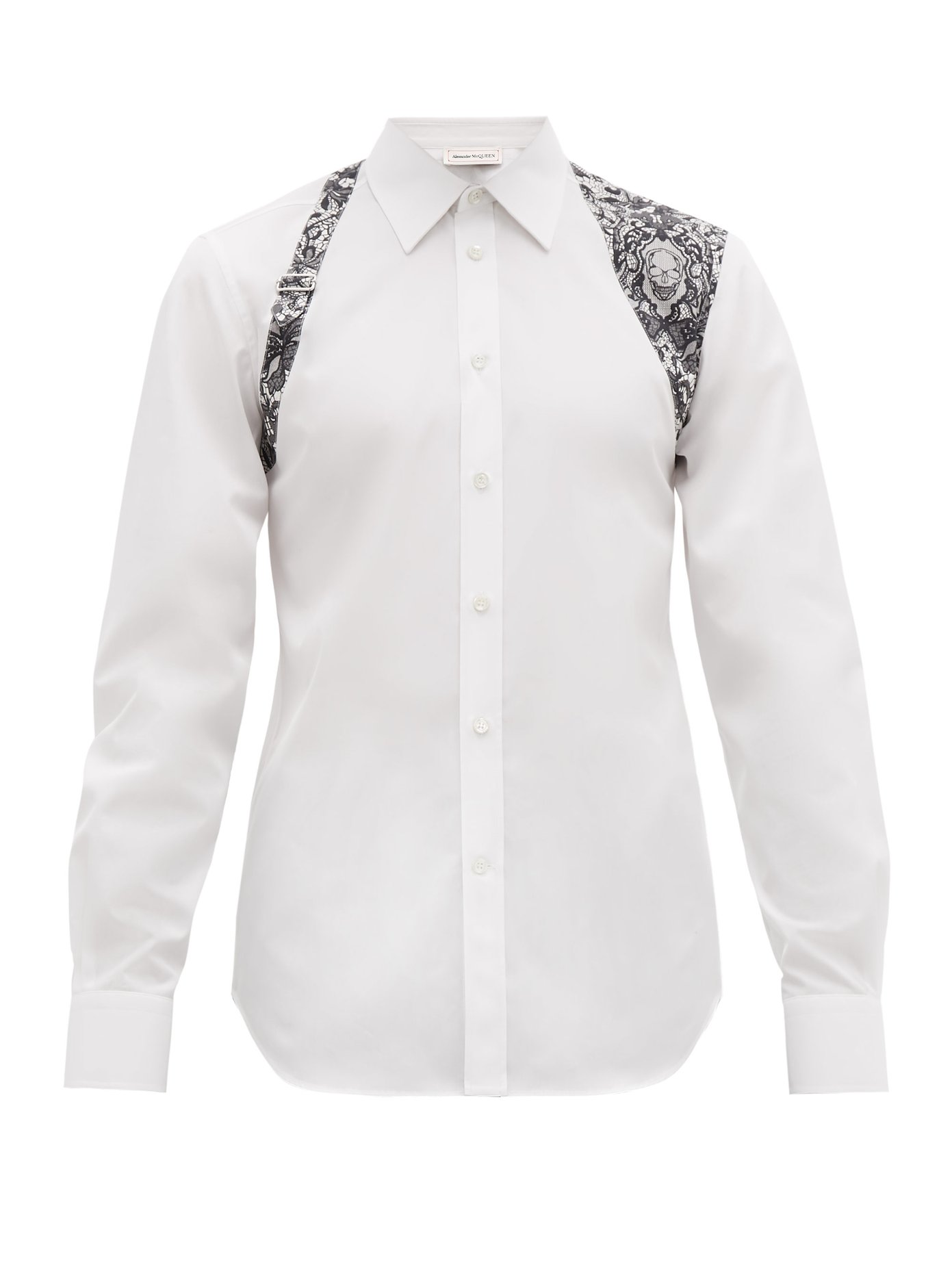 Harness skull lace-print cotton shirt 