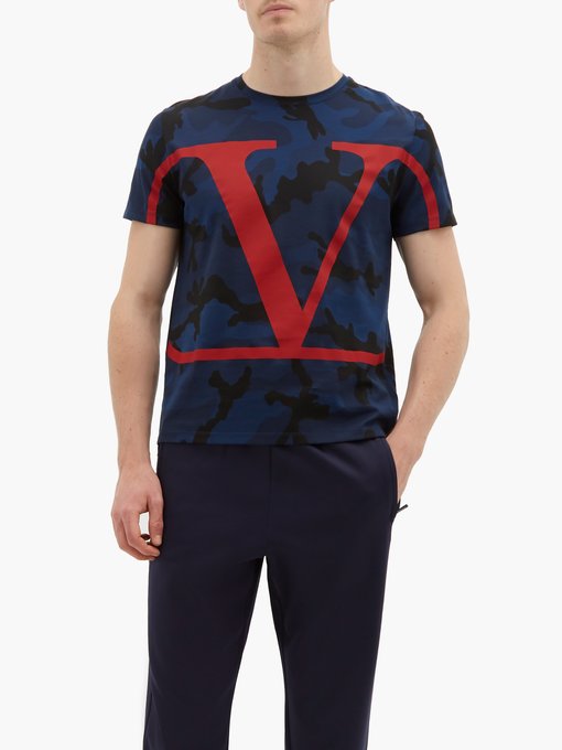 V Logo Camo Print Cotton T Shirt Valentino Matchesfashion Fr