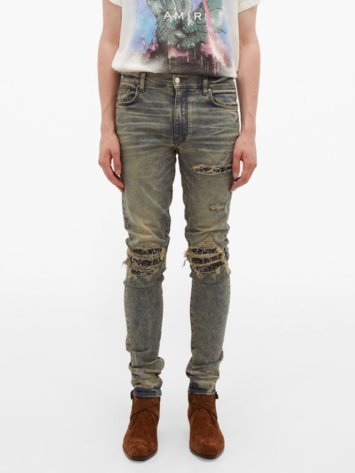 amiri bandana patch jeans