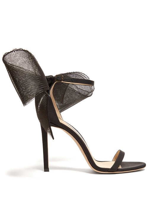 Aveline 100 bow-embellished grosgrain sandals | Jimmy Choo ...
