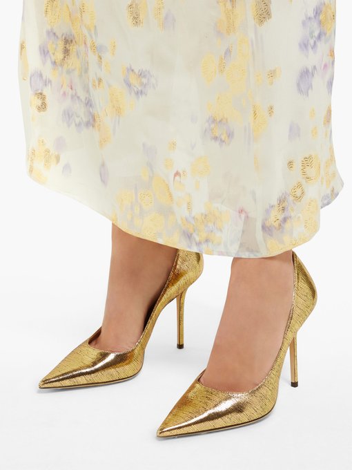 jimmy choo metallic heels