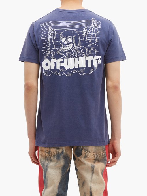 off white blue skull tee