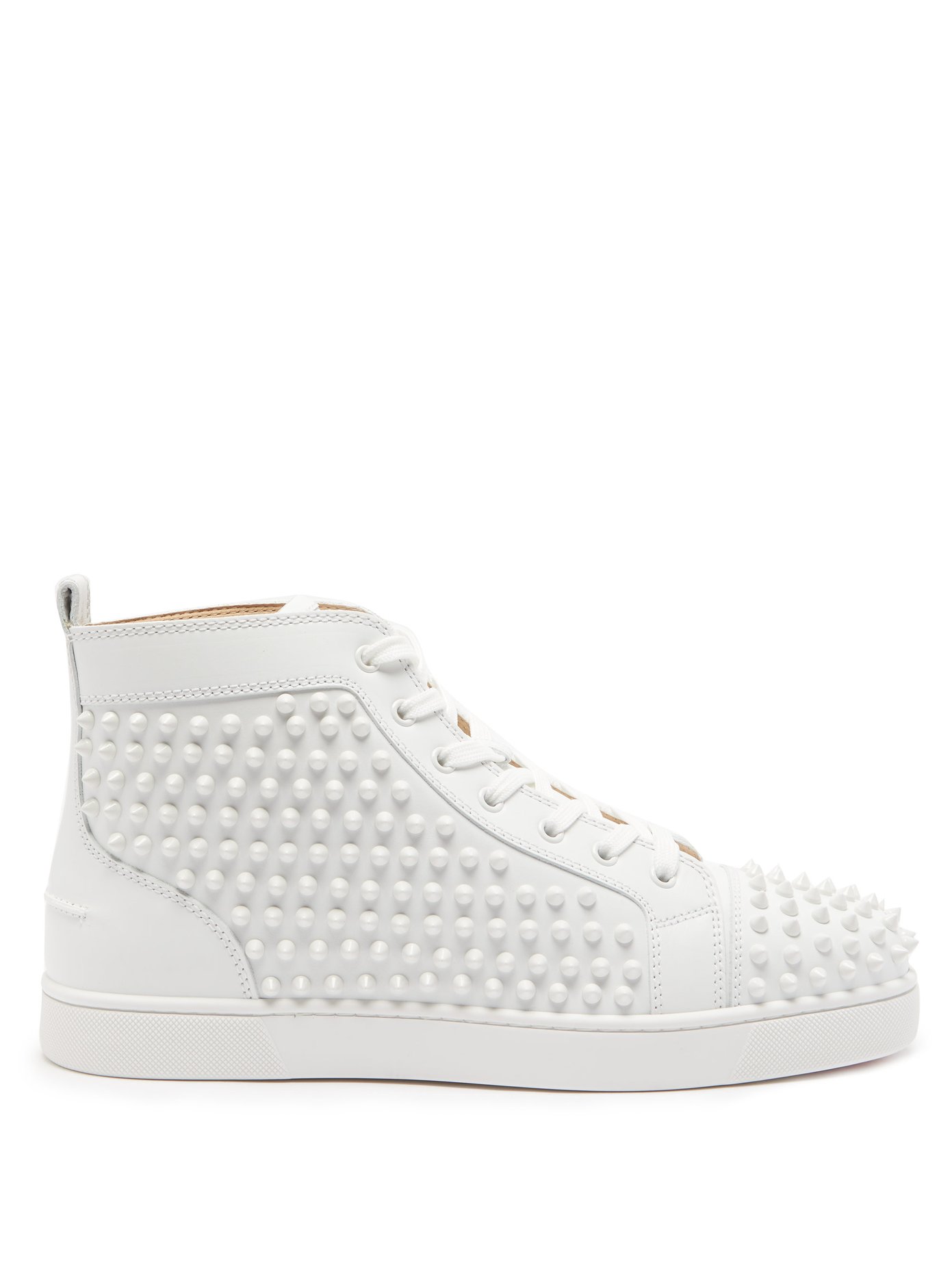 white low top louboutins spikes