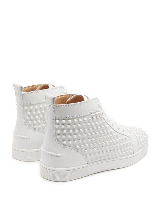 white spiked louboutin trainers